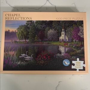 Chapel Reflections 1000 Piece Puzzle - Tranquil Evening Scene